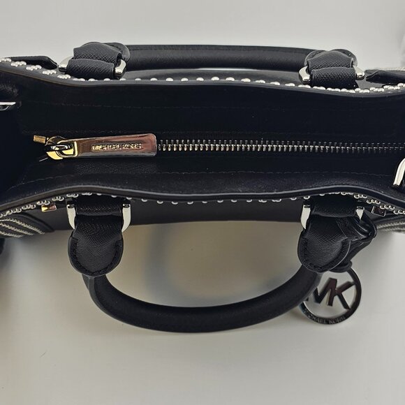 Michael Kors Dillon Microstud Crossbody Satchel Bag Black - Picture 4 of 12